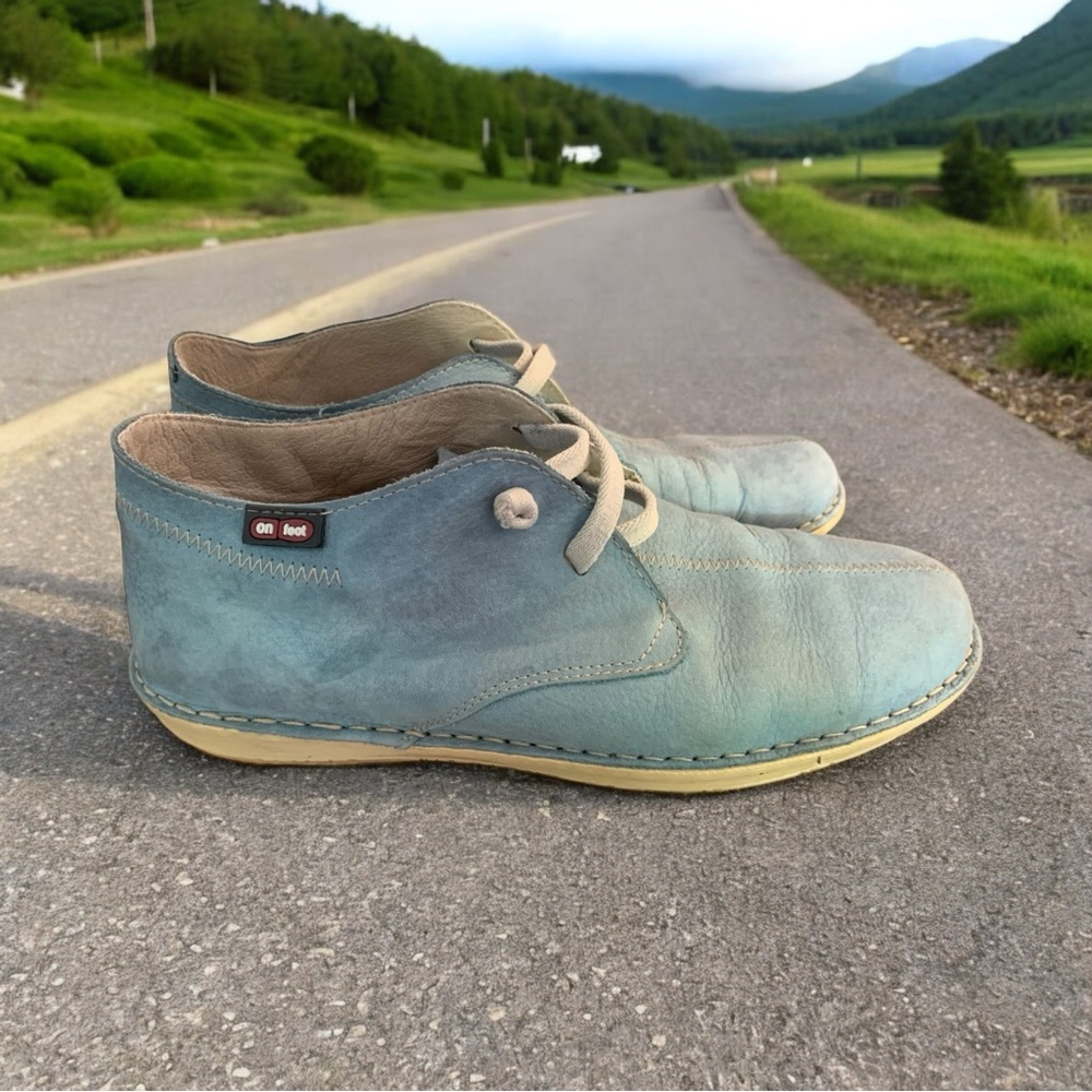 On Foot women’s chukka sneakers Suede Blue Steel size 39 Eur 8 US made in spain